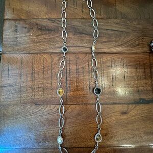Brighton Silver Necklace with Black, Gold and Brown Highlights